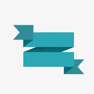 蓝色折叠丝带标签免抠