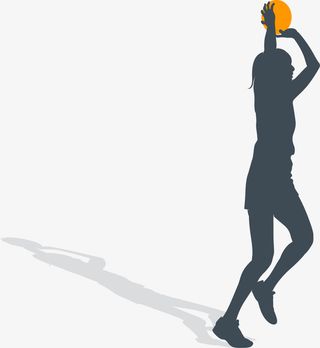 黑色扁平篮球女将免抠