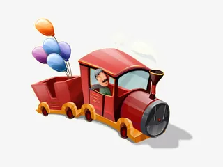 红色卡通小火车免抠