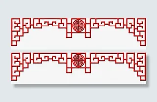 红色古风边框素材免抠