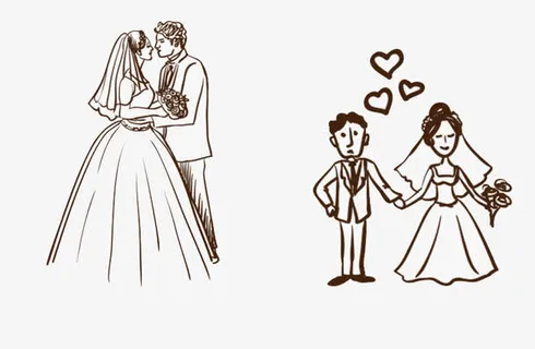 手绘结婚的人免抠 手绘结婚的人免抠