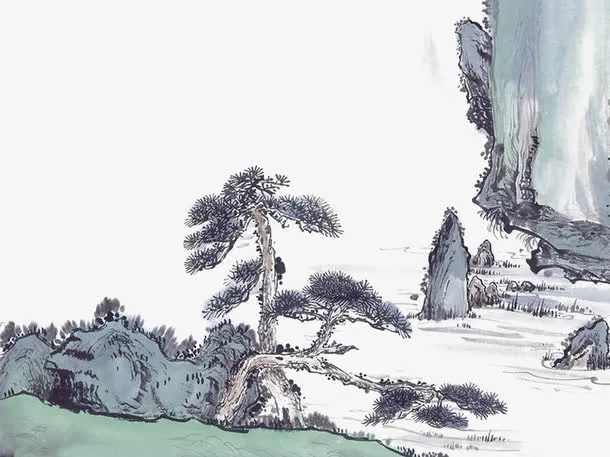 山水画重阳节广告免抠