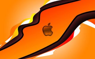 橘黄线条苹果LOGO背景高清