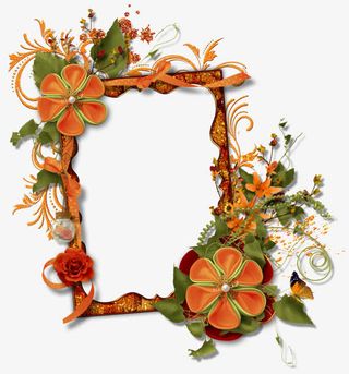 复古花纹相框免抠