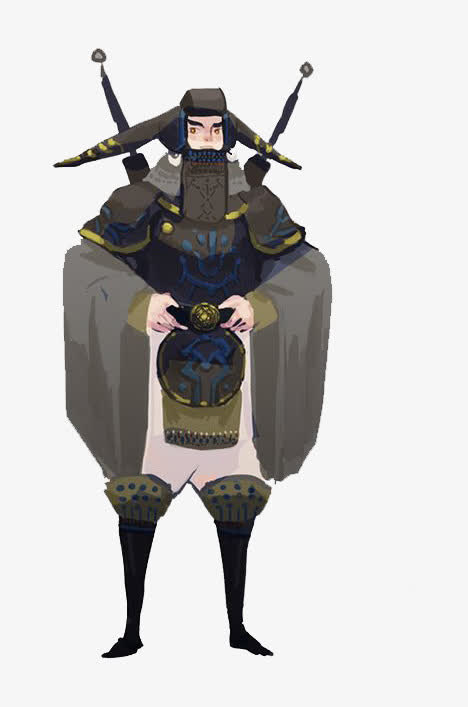 游戏人设雷锋帽双刀武士免抠