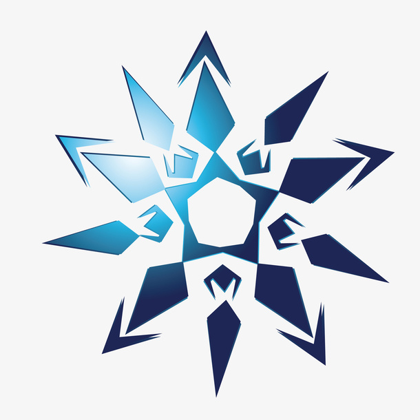 蓝色渐变雪花剪影免抠