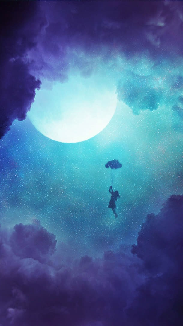 手绘插画月亮梦幻免抠