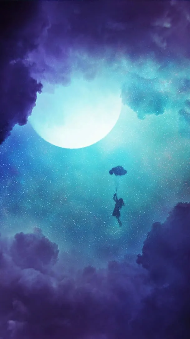 手绘插画月亮梦幻免抠