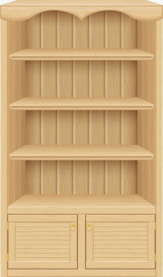 黄色卡通木质书架免抠