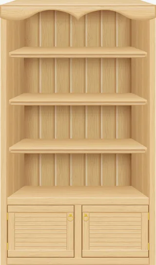 黄色卡通木质书架免抠