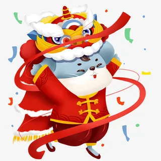 手绘鼠年好运年年老鼠拜年免抠