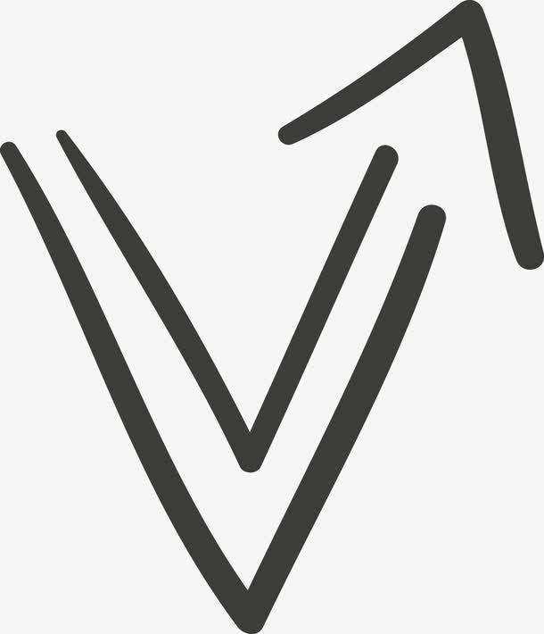 手绘V型箭头图免抠