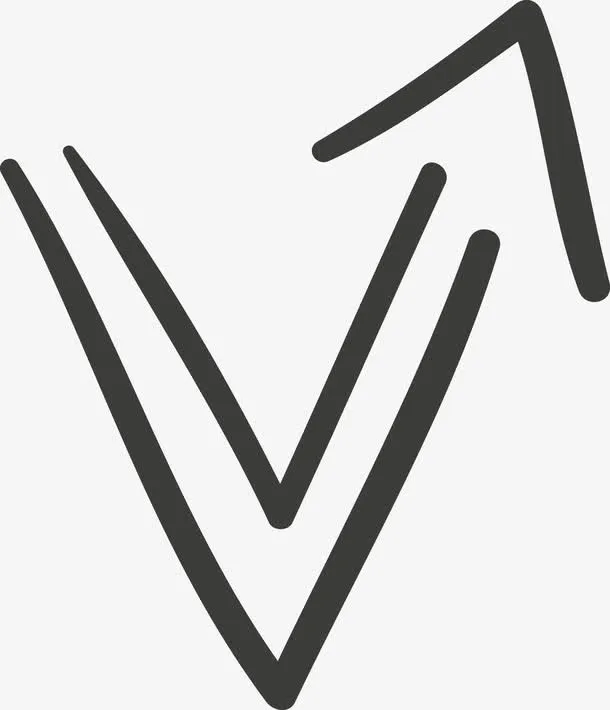 手绘V型箭头图免抠