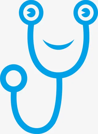 蓝色卡通听诊器免抠