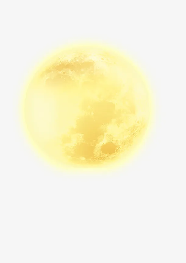 圆圆的金色月亮手绘图免抠