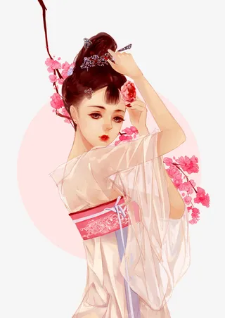 古典樱花汉服免抠