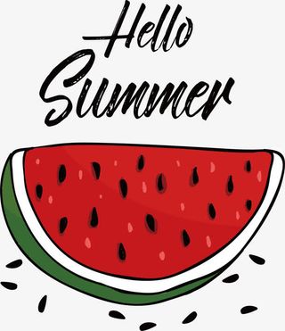 红色手绘西瓜免抠