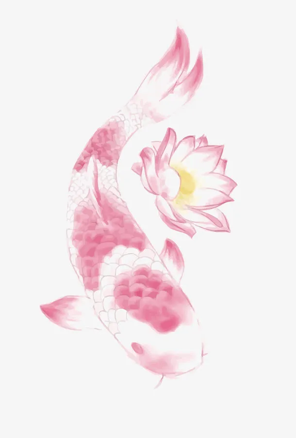 矢量粉色锦鲤免抠