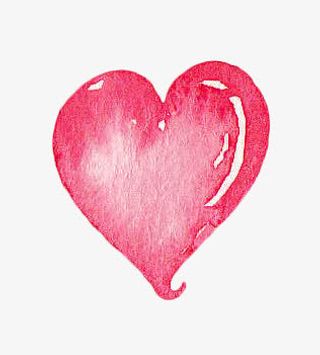 水彩桃心插画素材免抠