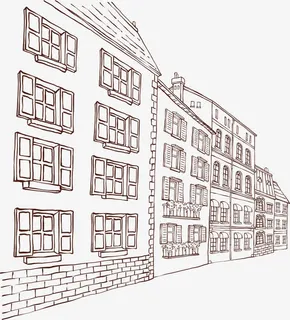 手绘街景美丽创意免抠