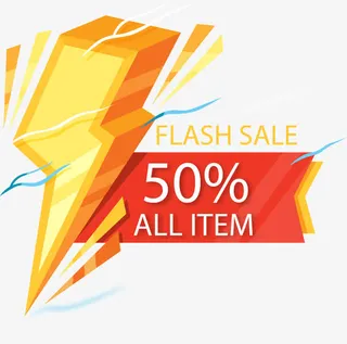 闪电红色黄色立体风促销设计素材免抠