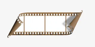 手绘棕色电影胶卷边框免抠