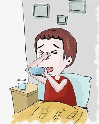 h5素材卡通人物喝药免抠