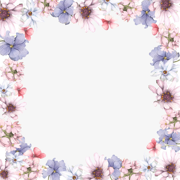 紫色春季花朵框架免抠