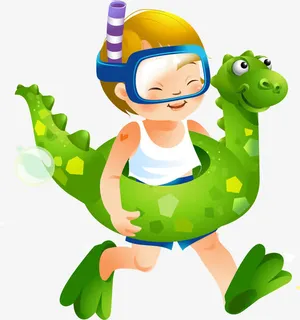 卡通手绘婴儿游泳馆免抠