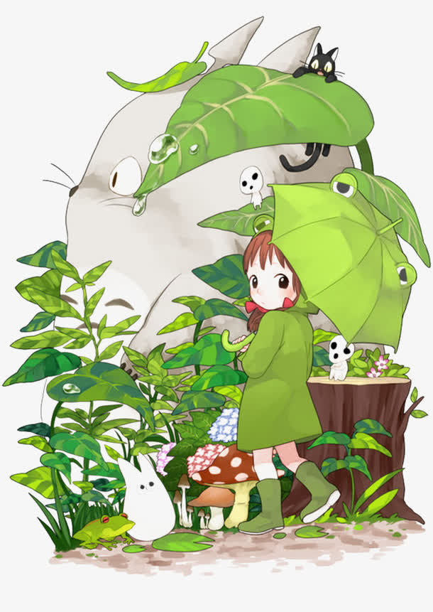 绿叶龙猫元素免抠