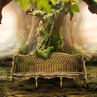 大气森林里沙发主图背景素材高清