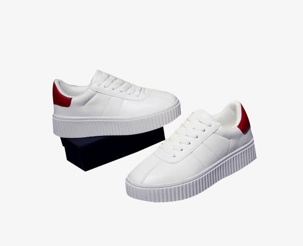 松糕底白色运动鞋免抠