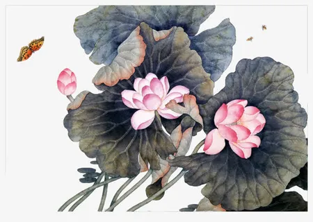 手绘中国风枯萎的叶子免抠