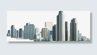 春天城市建筑风景免抠