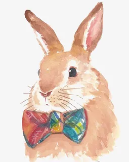 水彩兔子免抠