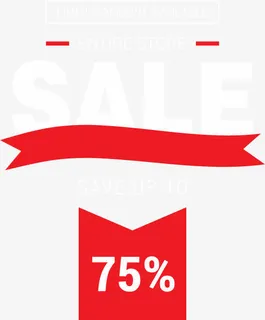 扁平红白打折海报免抠