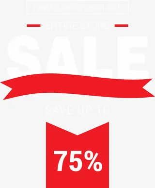 扁平红白打折海报免抠