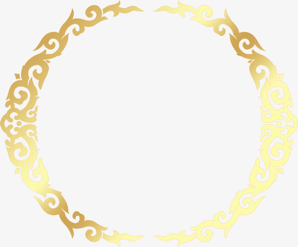 金色圆形复古中国风花纹中秋免抠