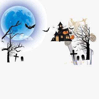 万圣节背景装饰 枯树  鬼屋