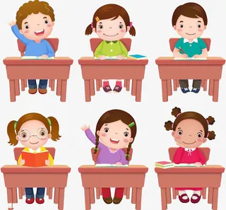 手绘孩子上课回答问题免抠