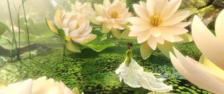 白色荷花绿衣荷花仙子免抠