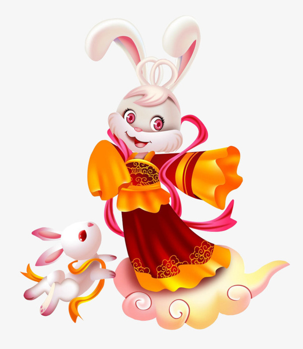 中秋的月亮与兔子3免抠