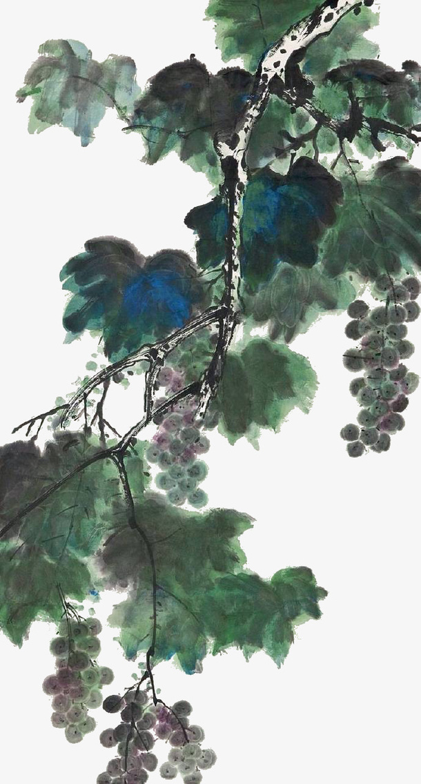 水彩画葡萄免抠