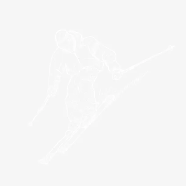 滑雪白色线条人物免抠