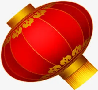 手绘红色花纹元旦灯笼免抠