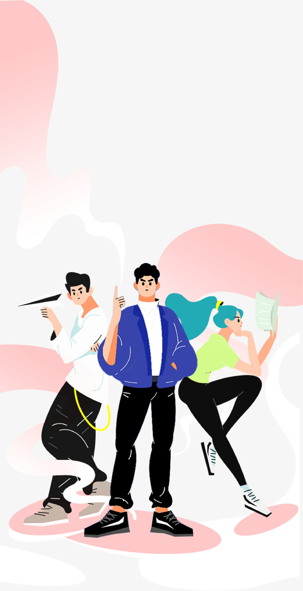 大学生青年插画免抠