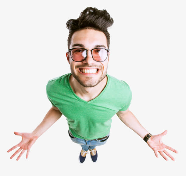 绿色服饰外国男生免抠