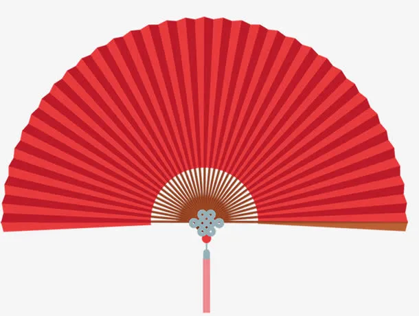 创意合成手绘红色的扇子效果设计免抠