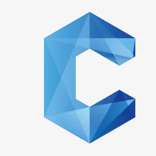 蓝色渐变立体英语字母C免抠