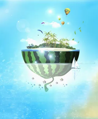 西瓜水中风景背景素材高清